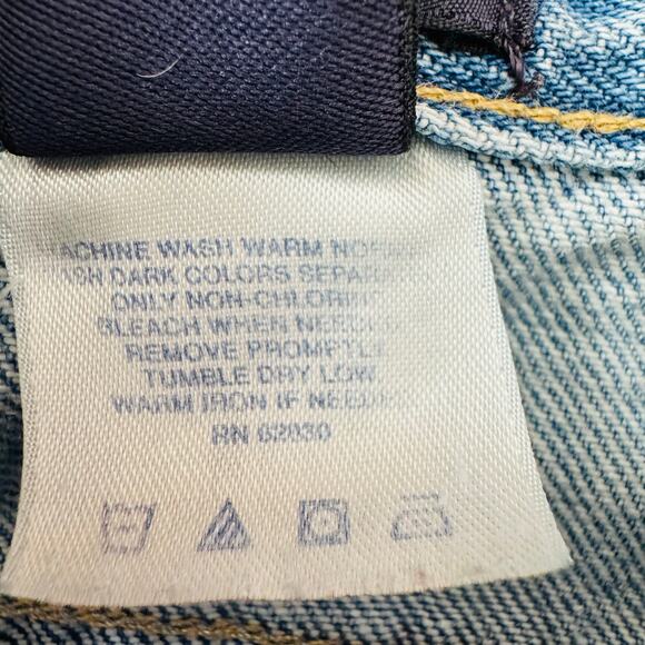 Lands End Women High Rise Mom Straight Leg Medium Wash Coton Blue Denim Jeans 16 - Picture 5 of 8